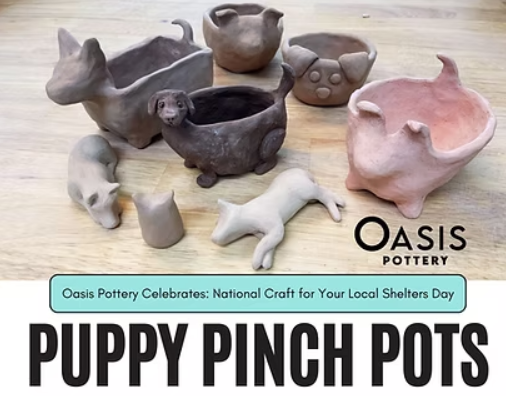 Puppy Pinch Pots with Oasis Pottery