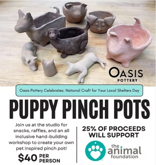 Puppy Pinch Pots with Oasis Pottery