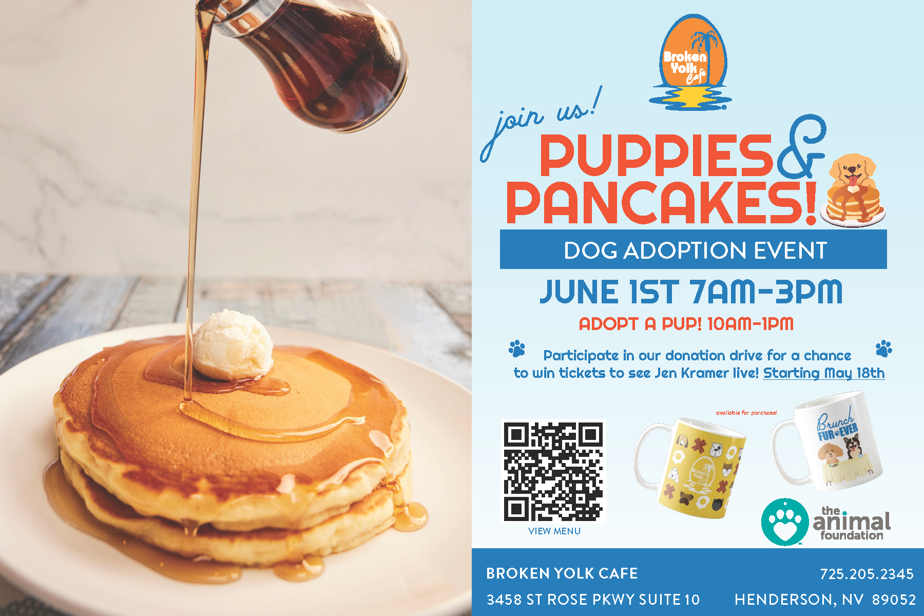 The Animal Foundation, Broken Yolk Cafe to host 'Puppies and Pancakes' adoption event