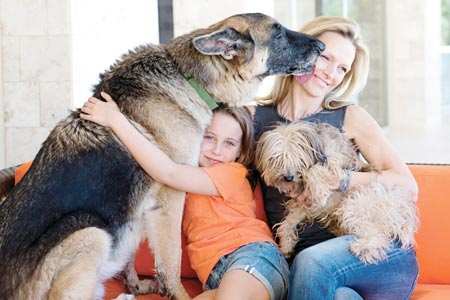 Mom, daughter and 2 dogs